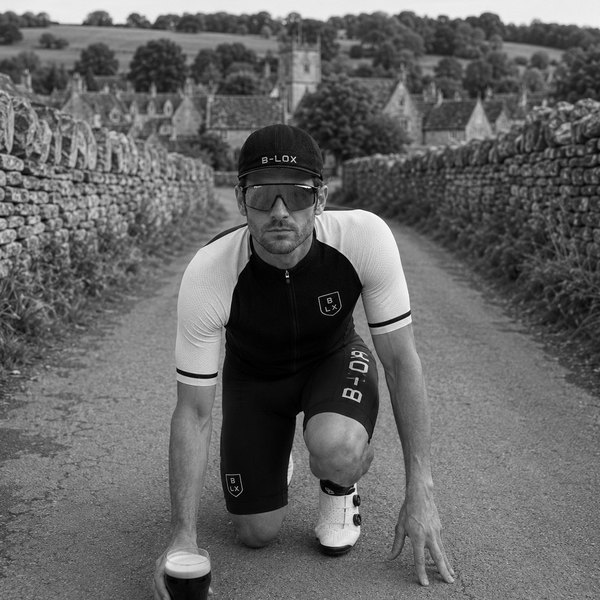 B-LOX rider in a sprint-start on a Cotswold lane
